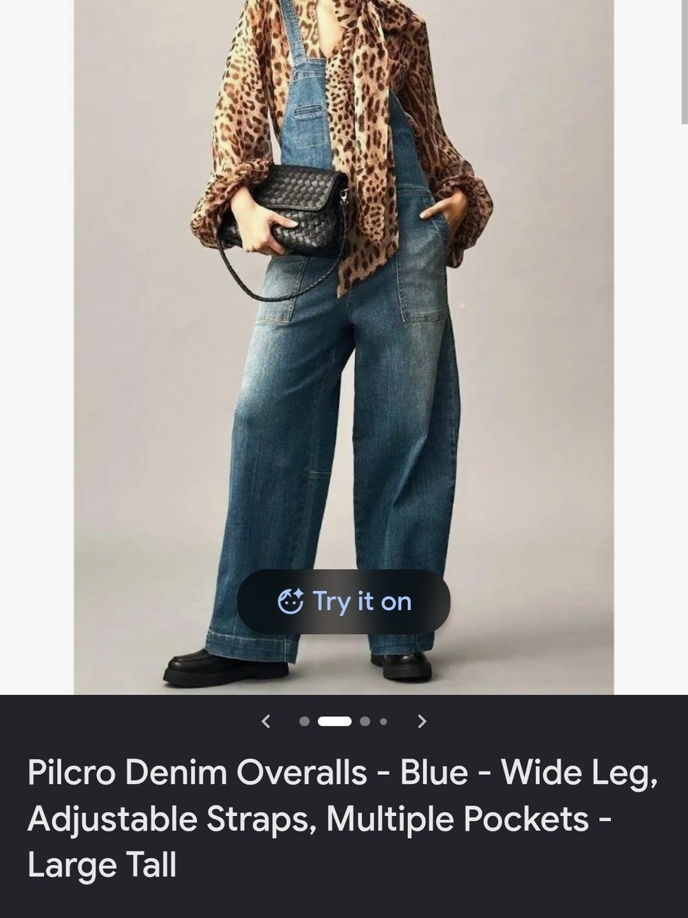 Pilcro Medium Blue Wide-Leg Denim Overalls with Patch Pockets